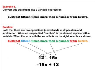 Math Example: Language of Math--Variable Expressions--Multiplication and Subtraction--Example 3