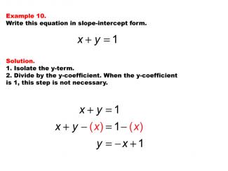 Math Example--Linear Function Concepts--Linear Equations in Standard Form: Example 10
