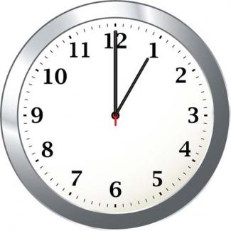 Math Clip Art--Clock Face Showing 1:00
