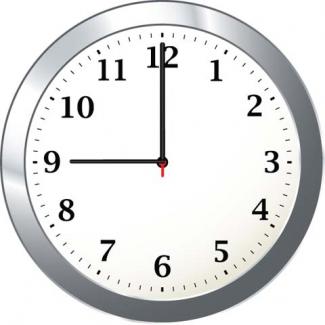 Math Clip Art--Clock Face Showing 9:00