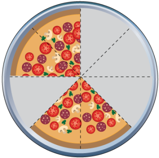 Math Clip Art--Equivalent Fractions Pizza Slices--Four Eighths D