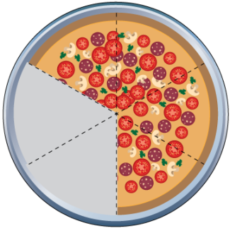 Math Clip Art--Equivalent Fractions Pizza Slices--Four Sixths C