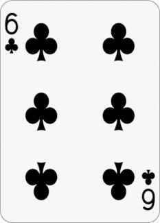 Math Clip Art--Playing Card: The 6 of Clubs