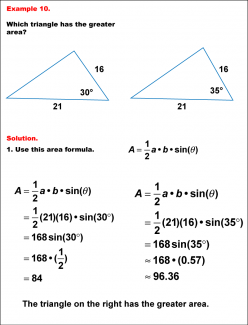 Math Example--Area and Perimeter--Triangular Area Using Trig Ratios: Example 10