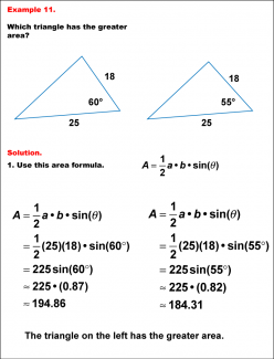 Math Example--Area and Perimeter--Triangular Area Using Trig Ratios: Example 11
