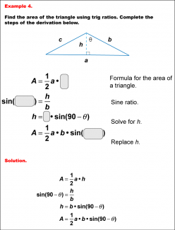 Math Example--Area and Perimeter--Triangular Area Using Trig Ratios: Example 4