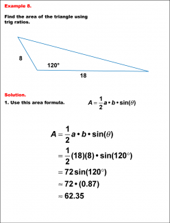 Math Example--Area and Perimeter--Triangular Area Using Trig Ratios: Example 8