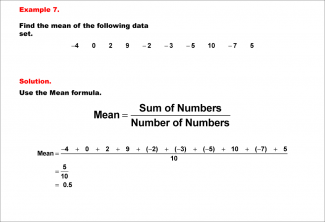 Math Example--Measures of Central Tendency--Mean of Data That Includes Negative Numbers--Example 7