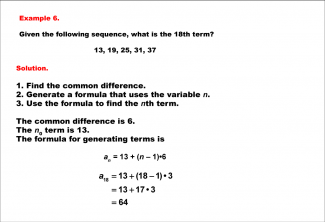 Math Example--Sequences and Series--Finding the nth Term of an Arithmetic Sequence: Example 6