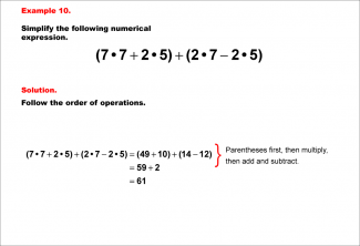 Math Example--Numerical Expressions--Order of Operations--Example 10