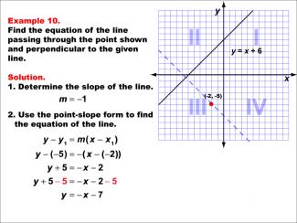 Math Example--Linear Function Concepts--Parallel and Perpendicular Lines: Example 10