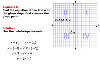 Math Example--Linear Function Concepts--The Point-Slope Formula: Example 5