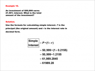 Math Example--Math of Money--Simple Interest--Example 10
