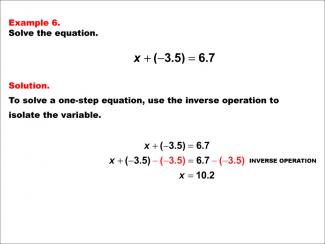 Math Example: Solving One-Step Equations: Example 6