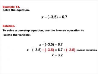Math Example: Solving One-Step Equations: Example 14