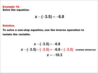 Math Example: Solving One-Step Equations: Example 16