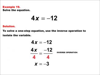 Math Example: Solving One-Step Equations: Example 19