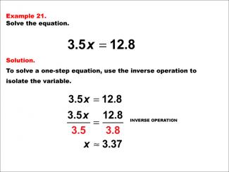 Math Example: Solving One-Step Equations: Example 21