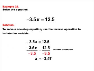Math Example: Solving One-Step Equations: Example 22