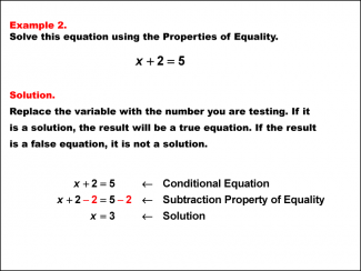 Math Example: Solving One-Step Equations Using the Properties of Equality--Example 2