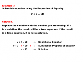 Math Example: Solving One-Step Equations Using the Properties of Equality--Example 3