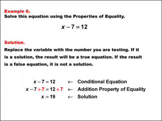 Math Example: Solving One-Step Equations Using the Properties of Equality--Example 6