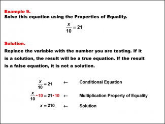 Math Example: Solving One-Step Equations Using the Properties of Equality--Example 9