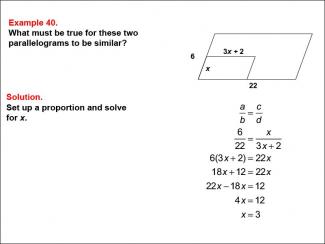 Math Example--Ratios, Proportions, and Percents--Solving Proportions: Example 40