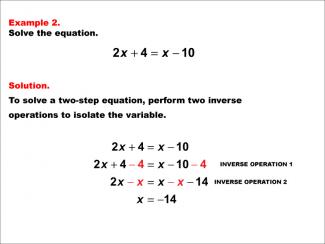 Math Example: Solving Two-Step Equations: Example 2