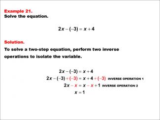 Math Example: Solving Two-Step Equations: Example 21