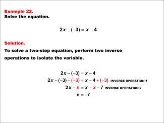 Math Example: Solving Two-Step Equations: Example 22