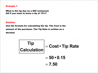 Math Example--Math of Money--Calculating Tips and Commissions--Example 1