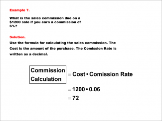 Math Example--Math of Money--Calculating Tips and Commissions--Example 7