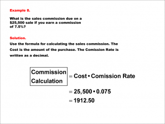 Math Example--Math of Money--Calculating Tips and Commissions--Example 8