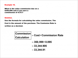 Math Example--Math of Money--Calculating Tips and Commissions--Example 10