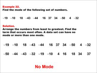 Math Example--Measures of Central Tendency--Mode: Example 22