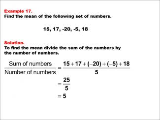 Math Example--Measures of Central Tendency--Mean: Example 17