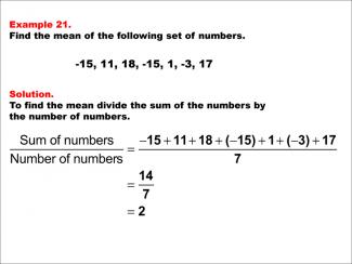 Math Example--Measures of Central Tendency--Mean: Example 21