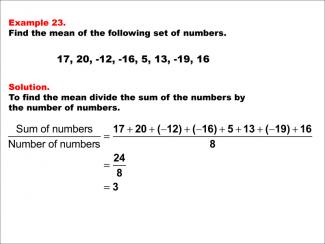 Math Example--Measures of Central Tendency--Mean: Example 23