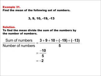 Math Example--Measures of Central Tendency--Mean: Example 31