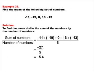 Math Example--Measures of Central Tendency--Mean: Example 32