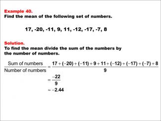 Math Example--Measures of Central Tendency--Mean: Example 40