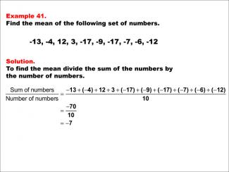 Math Example--Measures of Central Tendency--Mean: Example 41