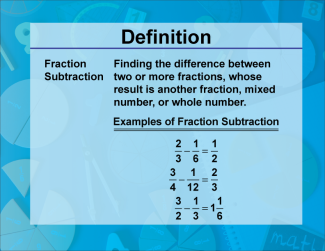Video Definition 15--Fraction Concepts--Fraction Subtraction