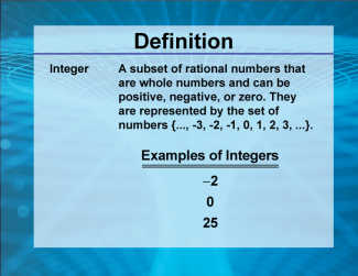 Video Definition 15--Rationals and Radicals--Integer