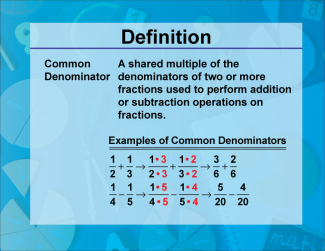 Video Definition 2--Fraction Concepts--Common Denominator