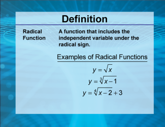 Video Definition 29--Rationals and Radicals--Radical Function