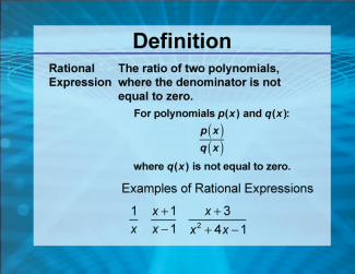 Video Definition 35--Rationals and Radicals--Rational Expressions (Spanish Audio)