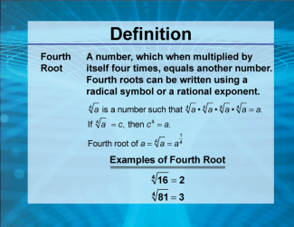 Video Definition 9--Rationals and Radicals--Fourth Root