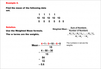 Math Example--Measures of Central Tendency--Weighted Mean--Example 2